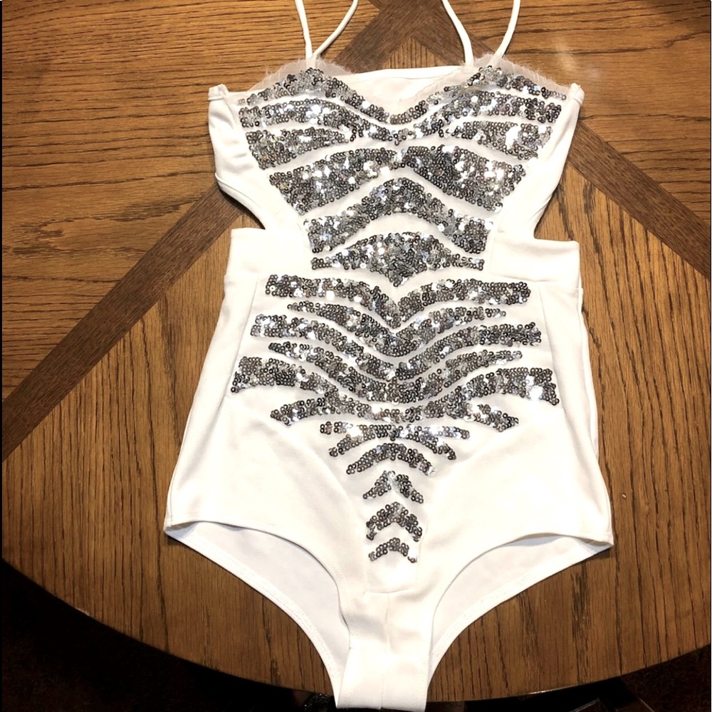 Hustler sequined bodysuit